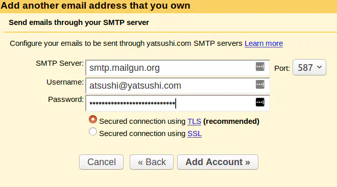 SMTP settings