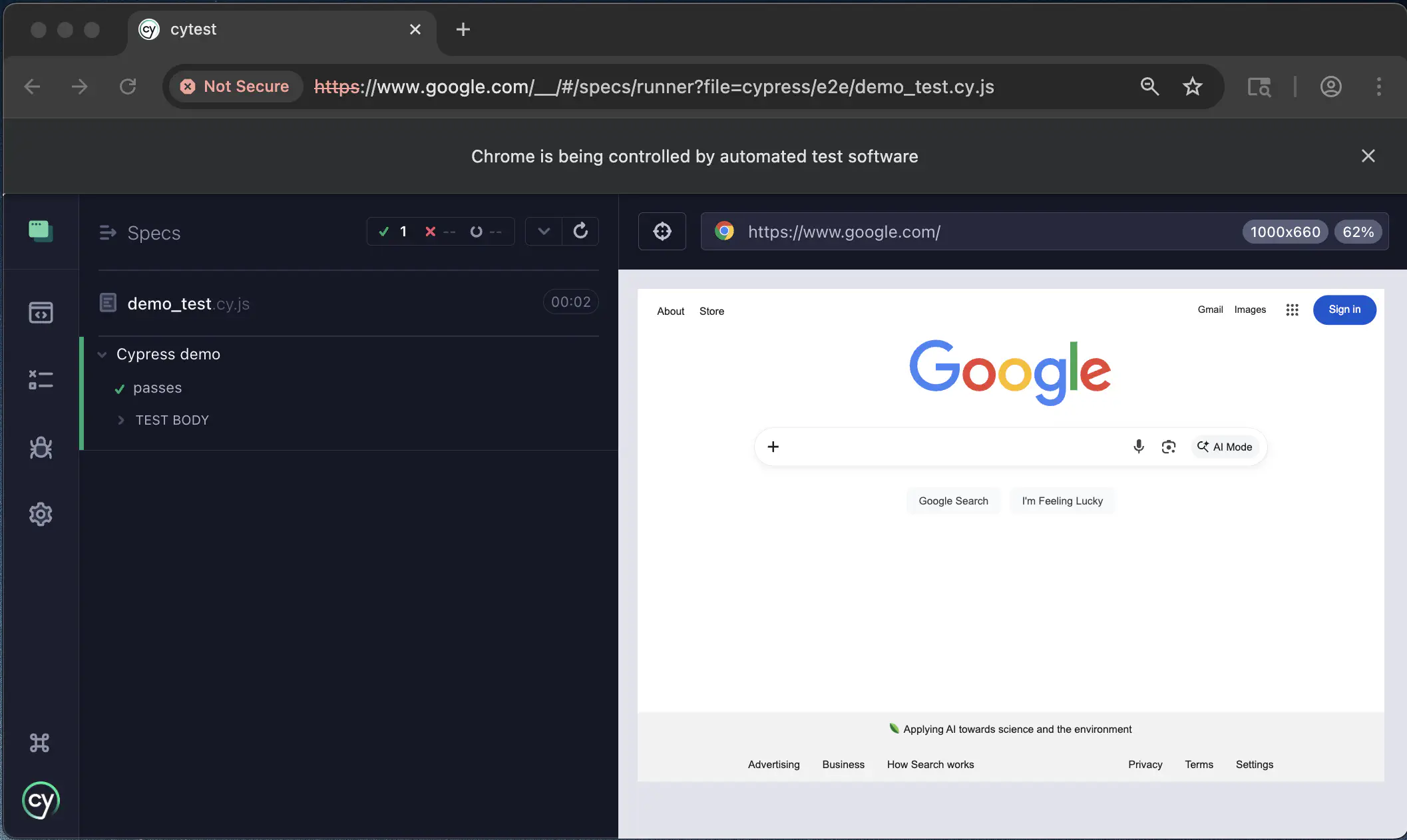 cypress visit demo